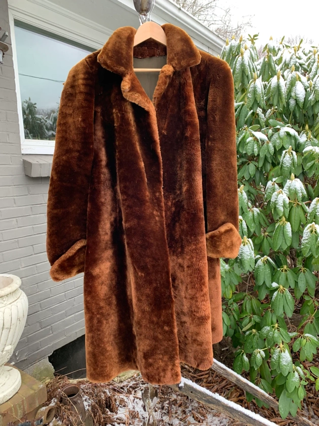 Vintage Authentic Mouton Sheep Skin Coat - Etsy UK