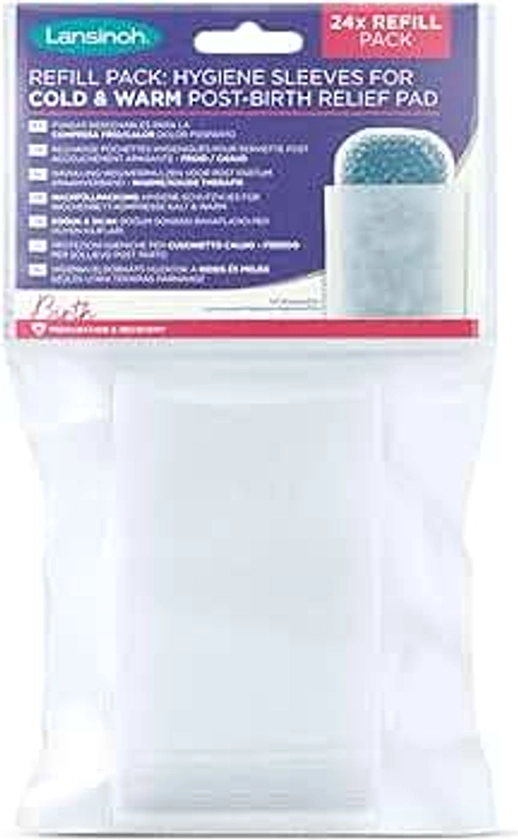 Lansinoh Pack of 24 Hygiene Sleeves Refill for Cold & Warm Post-Birth Relief Pads, Clear