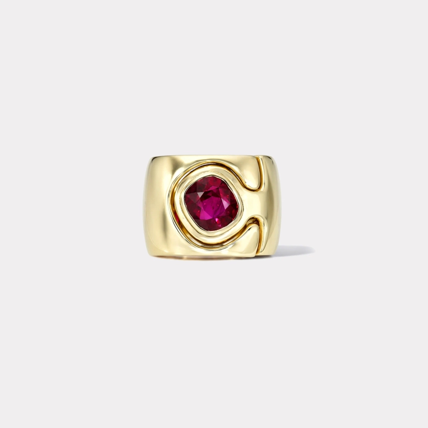 2.71ct Cushion Ruby Impetus Interlocking Puzzle Ring