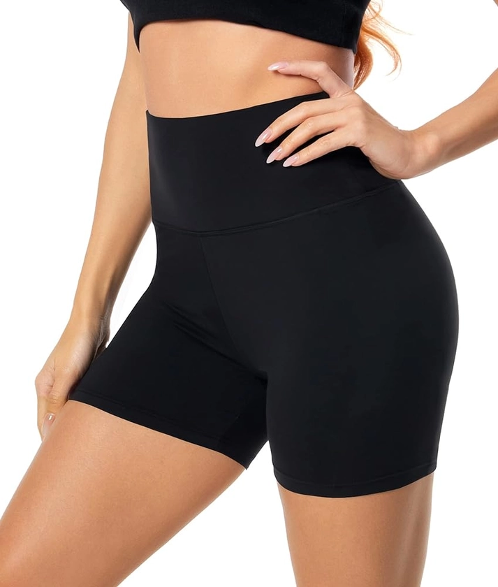 Amazon.com : FULLSOFT High Waisted Biker Shorts for Women-5" Tummy Control Fitness Athletic Workout Running Yoga Gym Shorts(Black,Small-Medium) : Clothing, Shoes & Jewelry