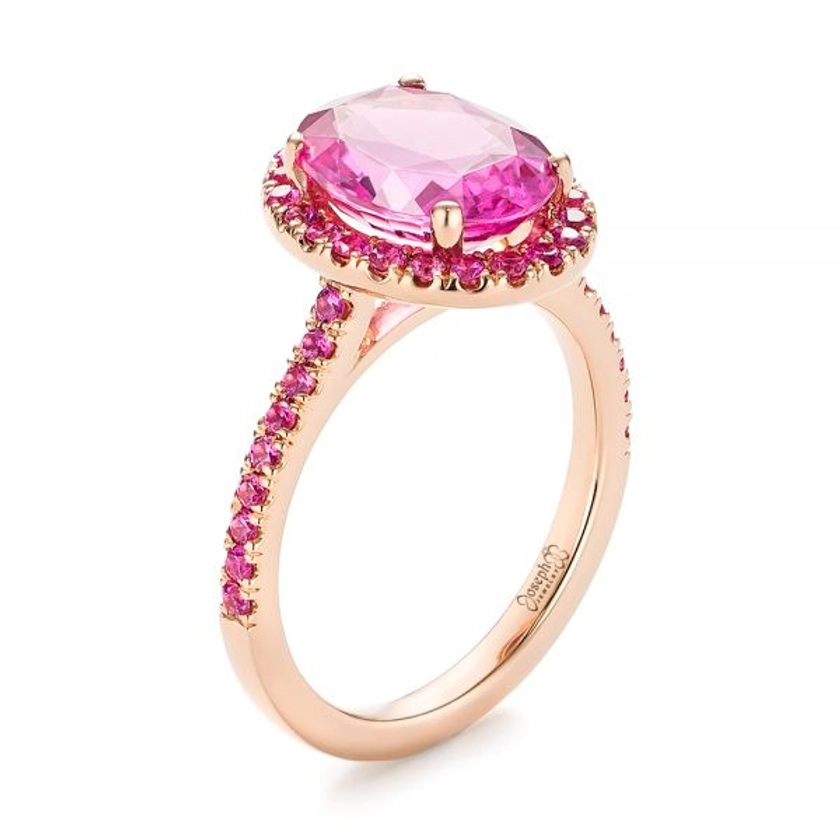 Custom Pink Sapphire Halo Engagement Ring #103630 - Seattle Bellevue | Joseph Jewelry
