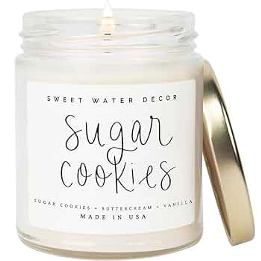 Sweet Water Decor Sugar Cookies Scented Candle | Sugar Cookies, Vanilla, and Buttercream Scents | Christmas Candles and Decor for Home | 9oz. Clear Jar Soy Candle, Made in the USA
