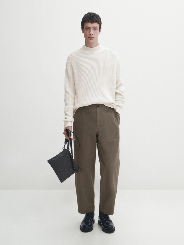 Relaxed fit canvas trousers - Massimo Dutti Worldwide