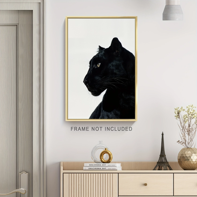 1pc, Black Leopard Photography Works, Farmhouse Canvas Decoration Painting, High-quality Canvas Base Material, High-definition Resolution, Bedroom, Li