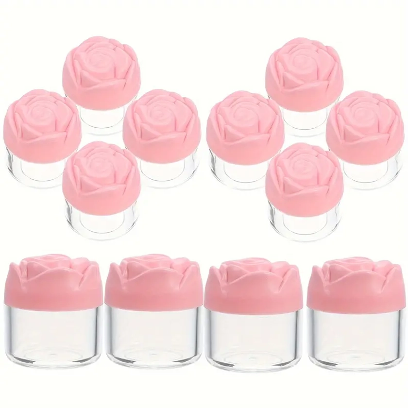 12 Pack 0.7oz Small Travel Jars, Empty Round Clear Jars With Rose Lids, Mini Cosmetic Containers For Cream, Lotion, Plastic Cosmetic Container Jars, Empty Facial Cream Containers, Cream Travel Containers 20g