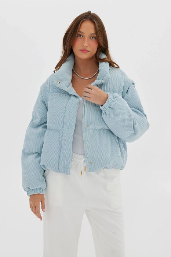 Corduroy Puffer/Vest - Baby Blue