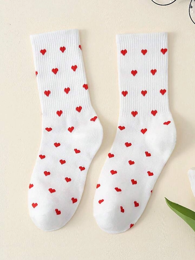 Chaussettes d'équipage avec motif de cœur personnalisé, mode créative pour femmes