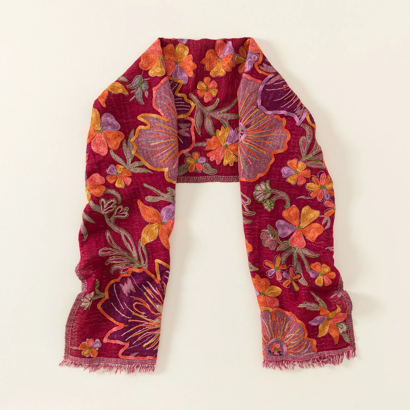 Petal Paradise Embroidered Wrap | Floral Wrap