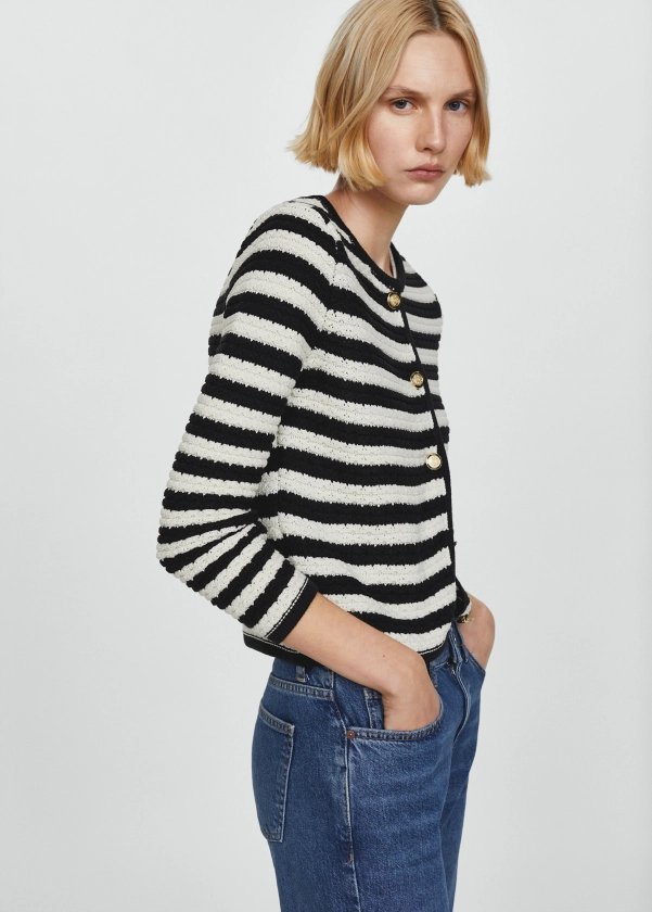 Striped cardigan with jewel buttons
