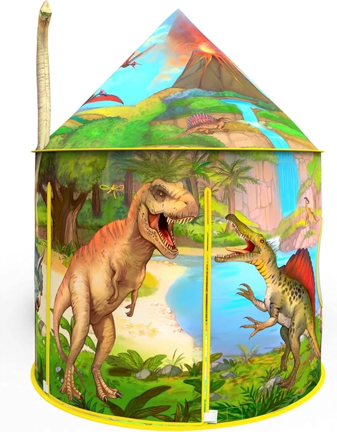 Amazon.com: Dinosaur Play Tent | Realistic Dinosaur Design Kids Pop Up Play Tent for Indoor and Outdoor Fun, Imaginative Games, Toys & Gift | Foldable Playhouse + Storage Bag for Boys & Girls : Toys & Games