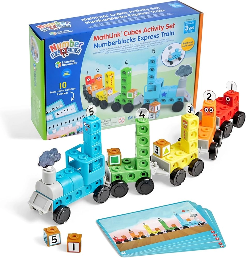 Learning Resources MathLink Cubes Activity Set Numberblocks Express Train, Age 3 4 5 6, Play Trains, CBeebies Toys, Maths Toys, Number Toys, Numberblock Cube Counting, EYFS, 10 Maths Activities