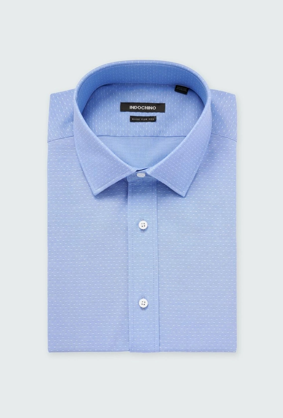 Men's Dress Shirts - Oxley Dobby Blue Shirt | INDOCHINO