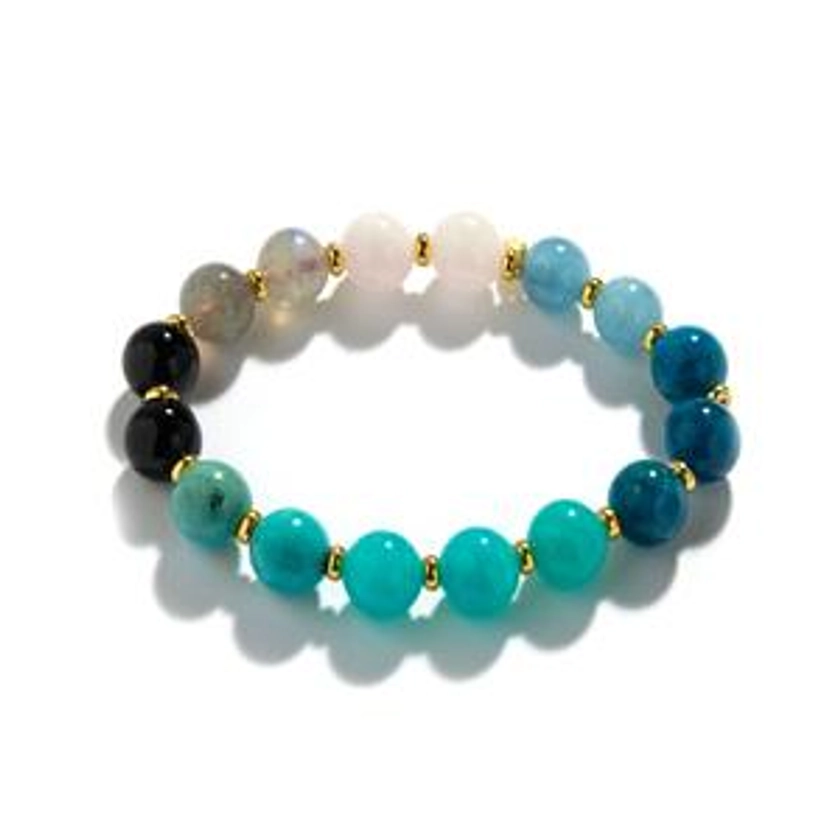 'Gemstones From Around The Globe' Gold Tone Sterling Silver Stretchable Bracelet ATGW 113cts