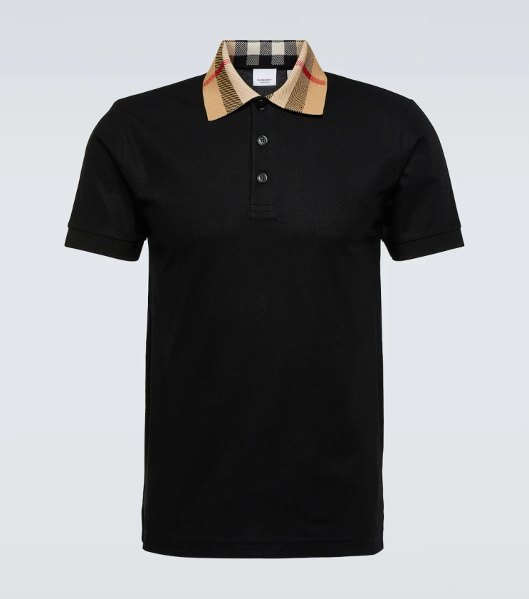Burberry Check Cotton Pique Polo Shirt in Black - Burberry | Mytheresa