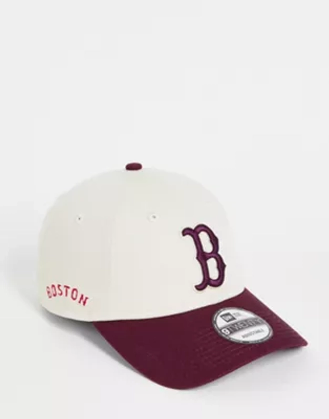 New Era MLB 9Twenty Boston Red Sox two tone cap in cream/maroon exclusive at ASOS | ASOS