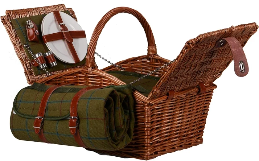 Nature by Kolibri Juego de picnic para 2 personas con cesta de picnic, manta de picnic, cubiertos y vajilla