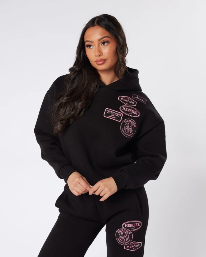 Womens Mercier Black Pink OG Badge Hoodie