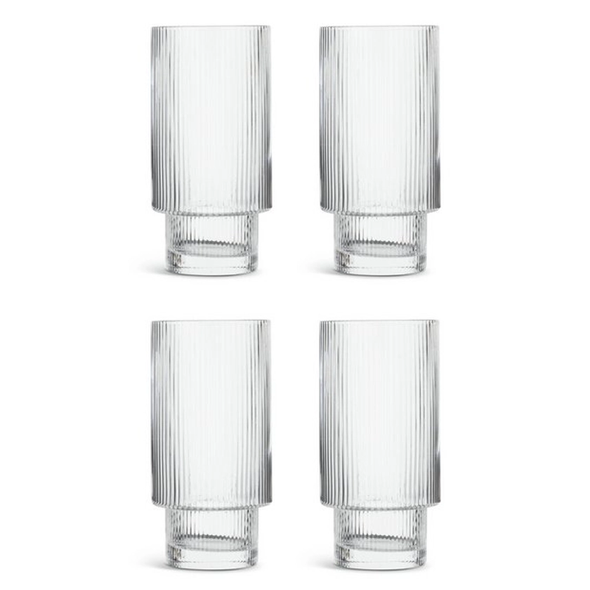 Buy Habitat Ribbed Set of 4 Hi Ball Glasses | Drinking glasses and glassware | Argos