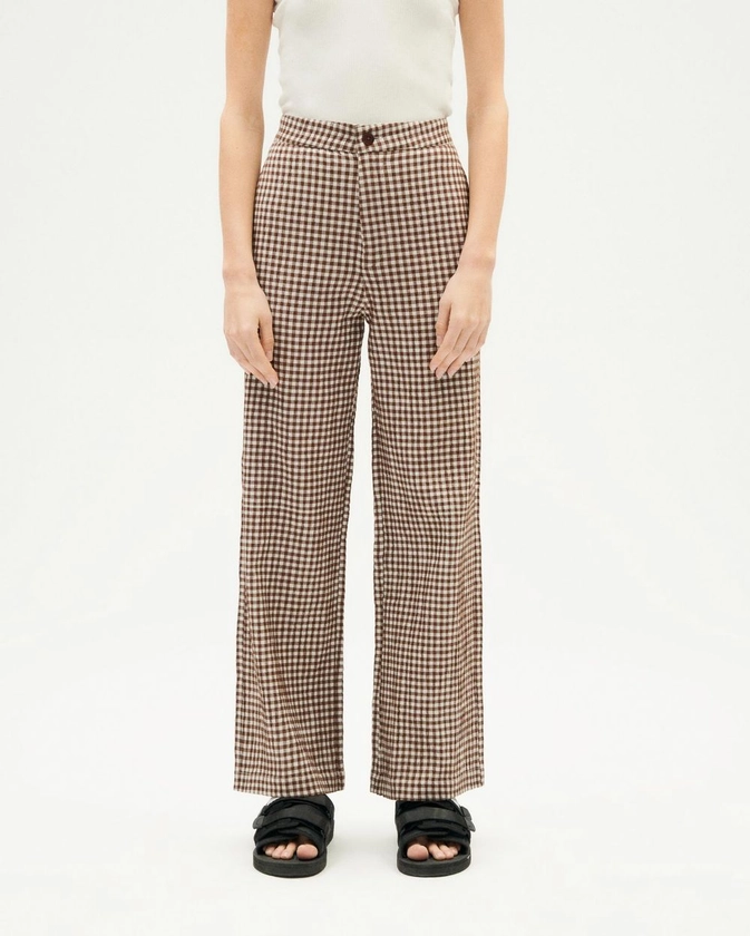 Pantalon ample en coton bio | multicolore "chocolate seersucker karina pants" femme
