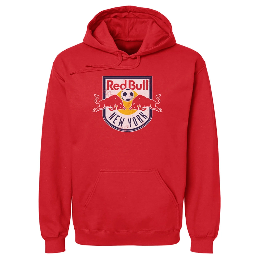 Men's New York Red Bulls 500 Level Red Distressed Primary Logo Pullover Hoodie