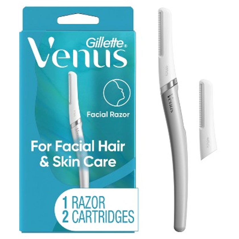 Venus for Facial Hair & Skin Care Exfoliating Dermaplaning Razor + 2 Blade Refills Starter Kit - 3ct