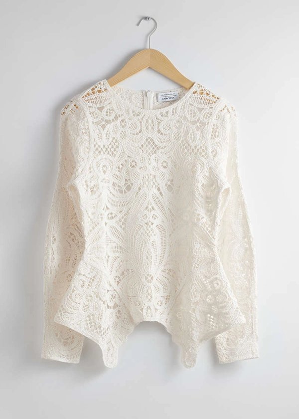 Crochet-Lace Peplum Top - Ivory - Tops & T-shirts - & Other Stories US