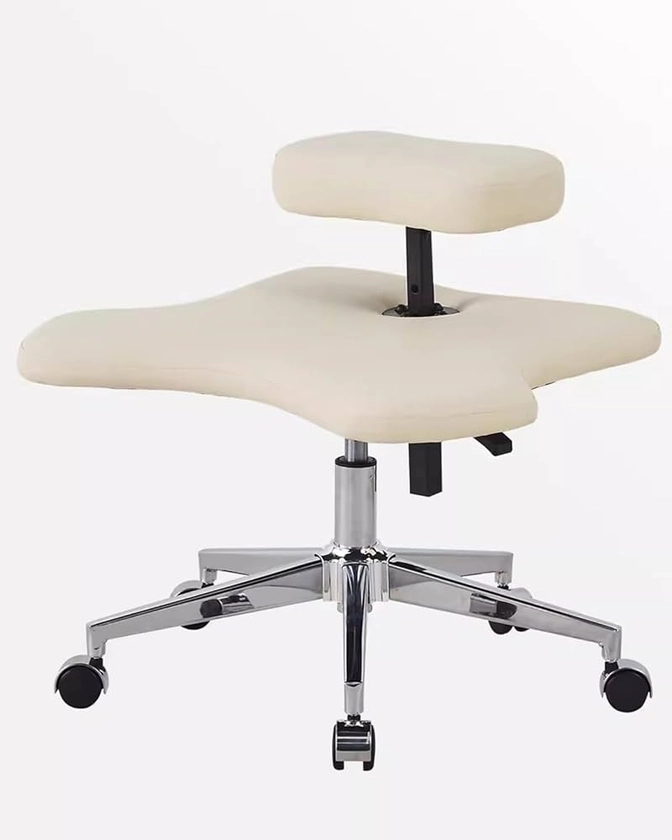 ENHEN Siege Assis Genoux Position Multiset de Chaise à Jambes Croisées Confortable, Chaise de Bureau de Yoga Vanity Swivel Office, Fauteuil Inclinable de Méditation à Hauteur Réglable (Color : Beige)