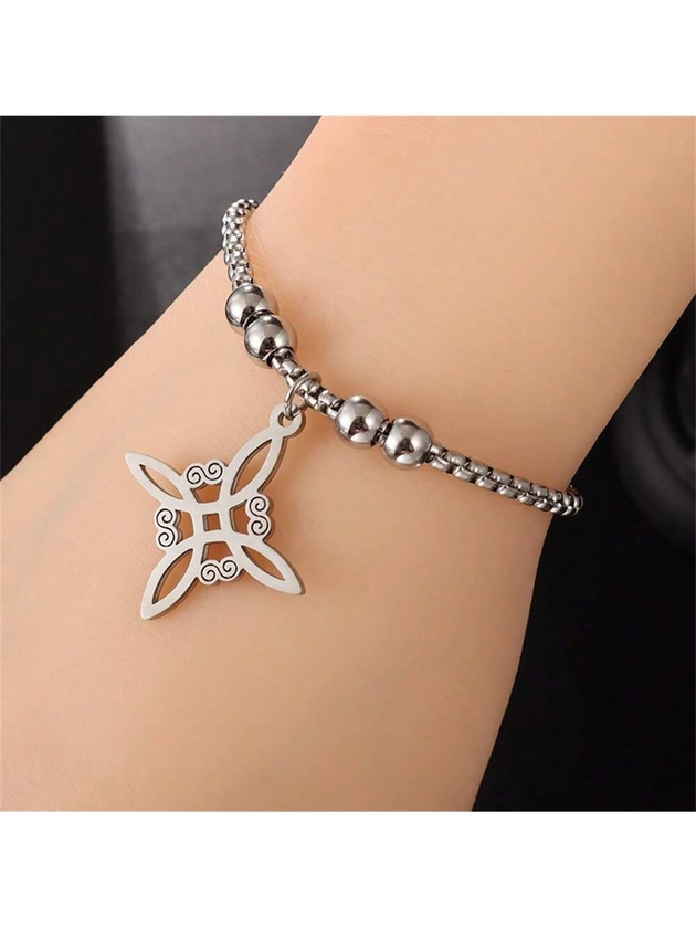 A Super Beautiful Stainless Steel Hollow Knot Bracelet