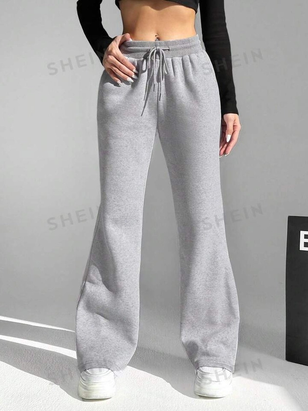 SHEIN EZwear Women's Drawstring Waist Flared Sweatpants