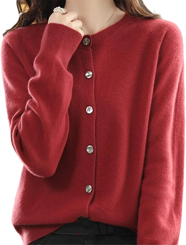 Cardigan en cachemire australien pour femme - Col rond - Pull en cachemire