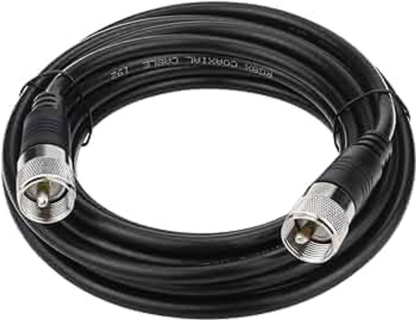 Ullnosoo RG8x Coaxial Cable 18ft, CB Coax Cable, UHF PL259 Male to Male Low Loss CB Antenna Cable, 50 Ohm for HAM Radio, Antenna Analyzer, Dummy Load, SWR Meter
