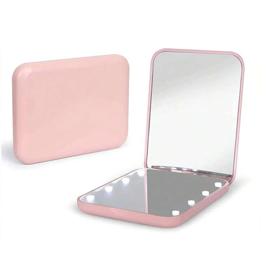 Portable Led Lighted Magnifying Travel Makeup Mirror 1X/3X Magnification Folding Dual Sided Compact Handheld Illuminated Mirror For Home Tabletop Decoration, Bathroom, Dresser Vanity & Countertop Bedroom Travel Dormitory Mirror Women Gift