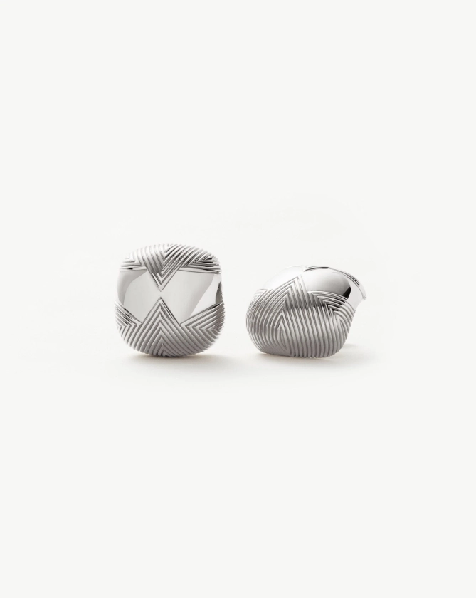 Hera Oversized Dome Ridge Stud Earrings | Silver Plated Earrings