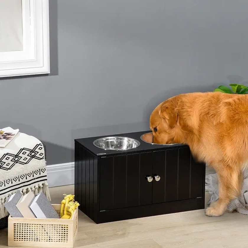 Dog Food Storage Cabinet with Magnetic-Door and Removable Bowls,Black | Overstock.com Shopping - The Best Deals on Dog Food Storage | 43382643