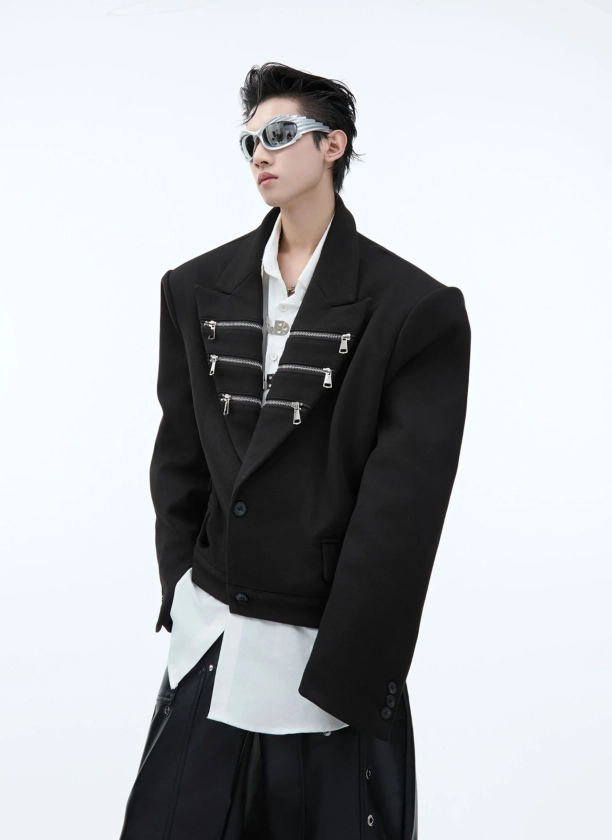 Woolen Metal Zipper Suit