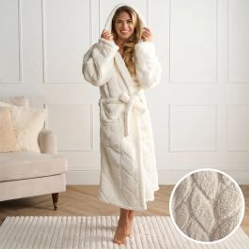 OHS Braided Fleece Dressing Gown, Adults - Cream