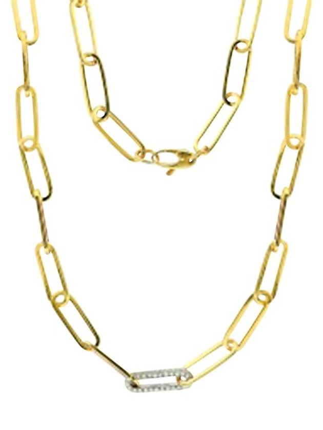 14K Yellow Gold-Plated Sterling Silver &amp; 0.41 TCW Diamond Chain Link Necklace