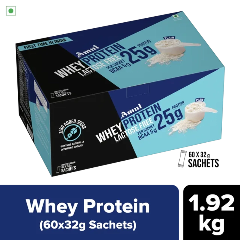 Amul Whey Protein, 32 g | Pack of 60 Sachet