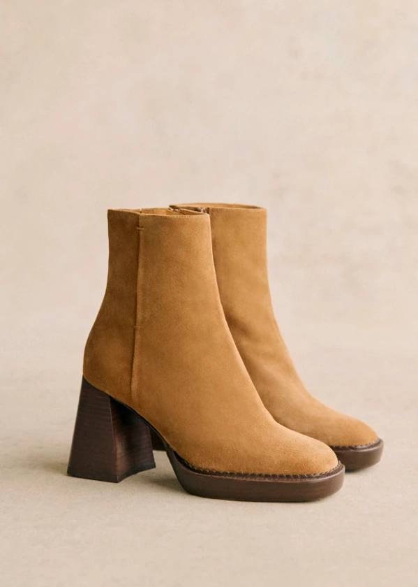 Bottines High Kaia - Miel - Cuir bovin - Sézane