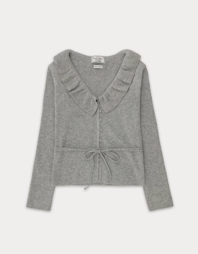 3rd / 10.17 출고 Ruffle Ribbon Cashmere Cardigan - Grey