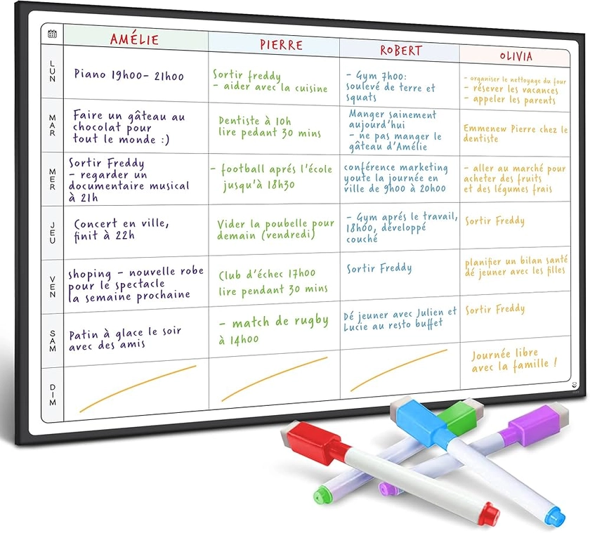 Smart Panda A3 Tableau Planificateur - Grand Calendrier Magnétique, Idéal pour des Examens, Repas ou Tâches Ménagères - Tableau pour Frigo - Hebdomadaire - en Français