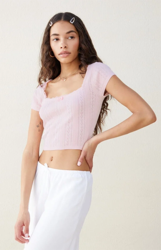 Zinnia Pointelle Lace Sweater T-Shirt