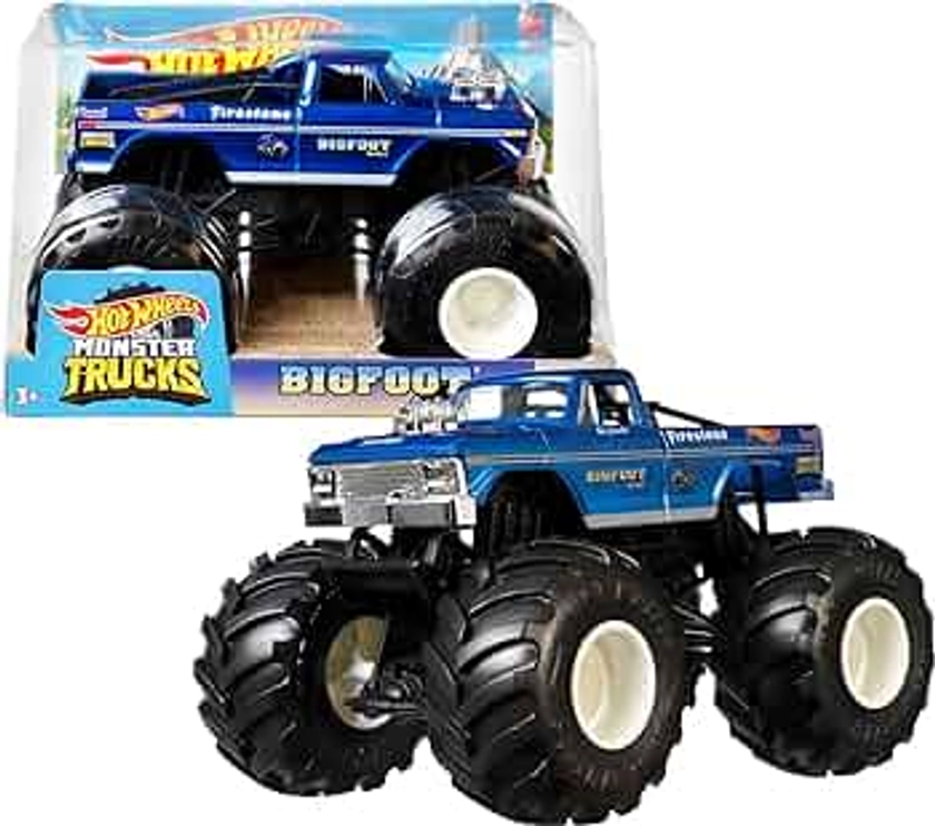 Hot Wheels Toy Monster Trucks, Die-Cast Bigfoot in+U53 1:24 Scale, Oversized Play Vehicle for Kids & Collectors