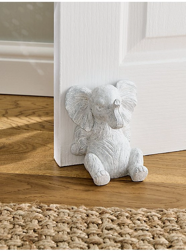 Grey Elephant Door Stop