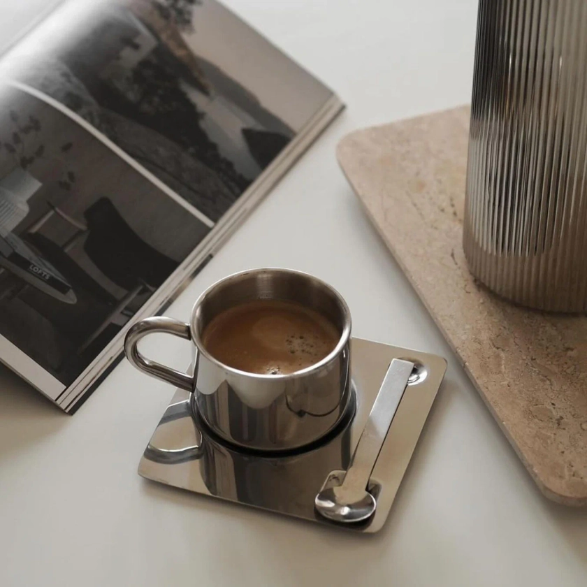 Venice Mirror Cup with a Saucer & Spoon