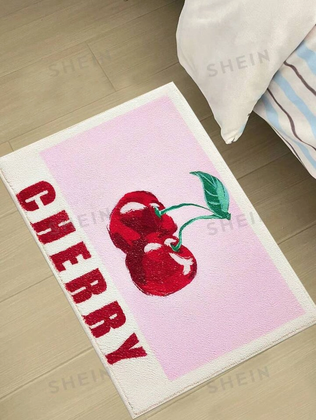 ROMWE Kawaii Cartoon Cherry Pattern Thick Faux Cashmere Decorative Carpet 613996