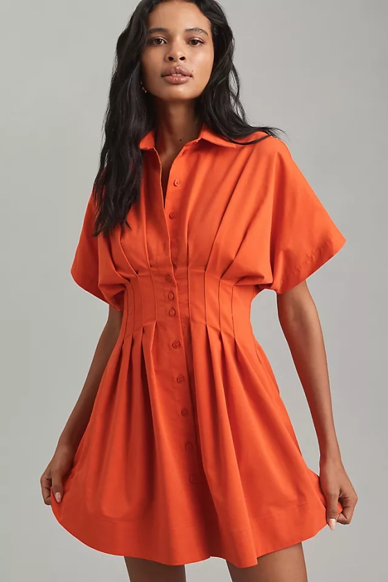 The Tobie Button-Front Pleated Shirt Dress by Exquise: Mini Edition