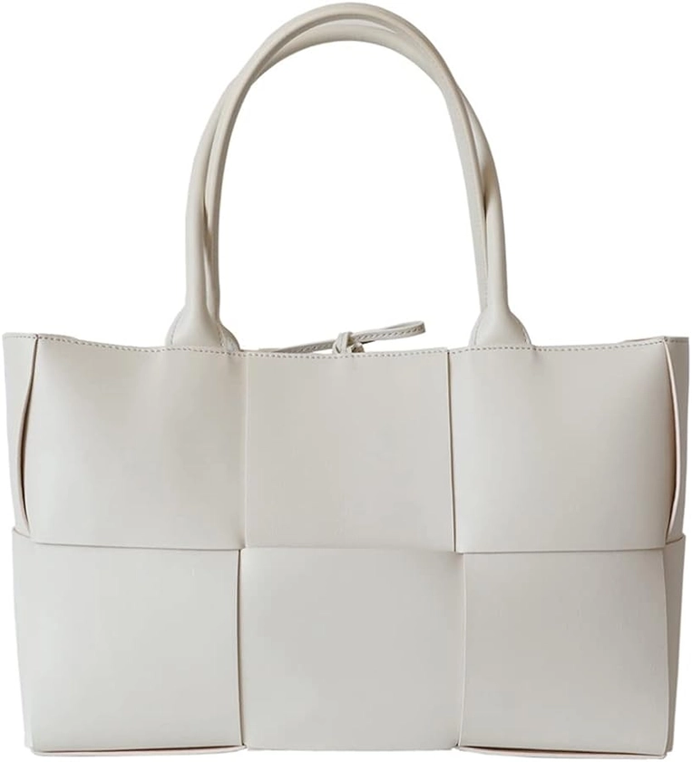 Amazon.com: mothgel Women Woven Tote Medium Crossbody Bag 12.2 x 8.3 x 5.1in, Weave Handbag Shoulder Bag Built-in Zipper Pursewith Detachable Strap (White, M) : Clothing, Shoes & Jewelry