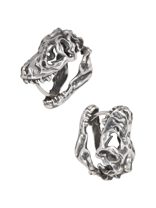 .925 Silver T. rex Skull Earrings