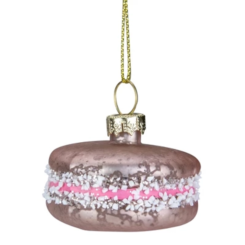 Northlight 2" Pink Macaroon with Sugar Glass Christmas Ornament